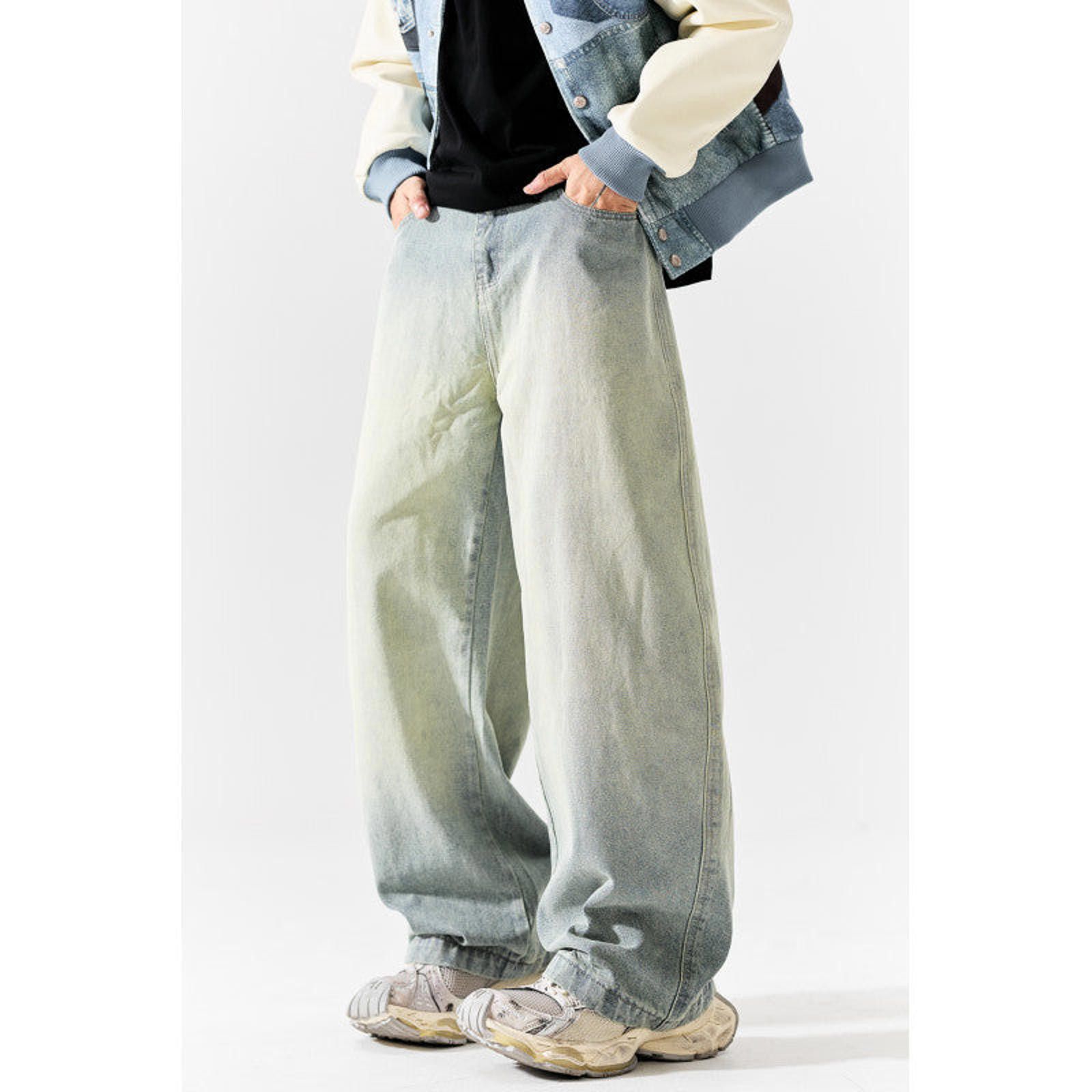 Japanese Brand Light Wash Wide Leg Denim Jeans, Baggy Fit Jeans Size US 30 / EU 46 - 1 Thumbnail