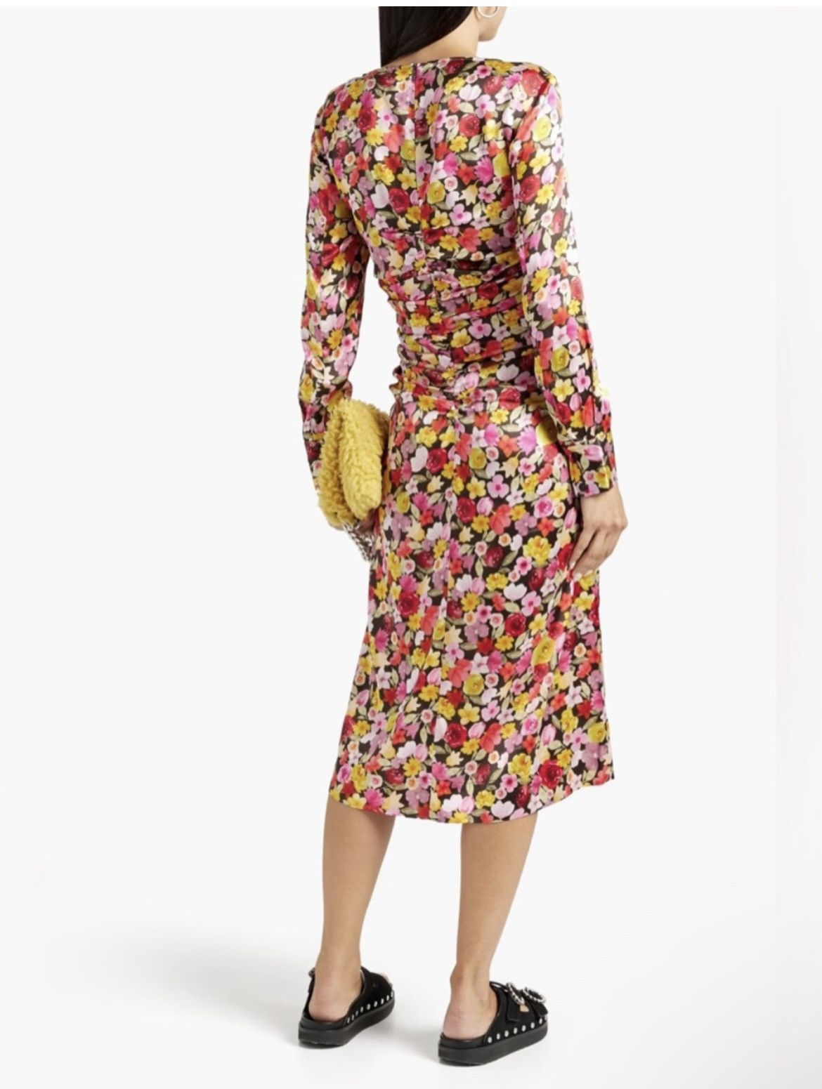 Ganni Ganni Ruched floral-print silk-blend satin midi Dress EU 34 Size XS / US 0-2 / IT 36-38 - 3 Thumbnail