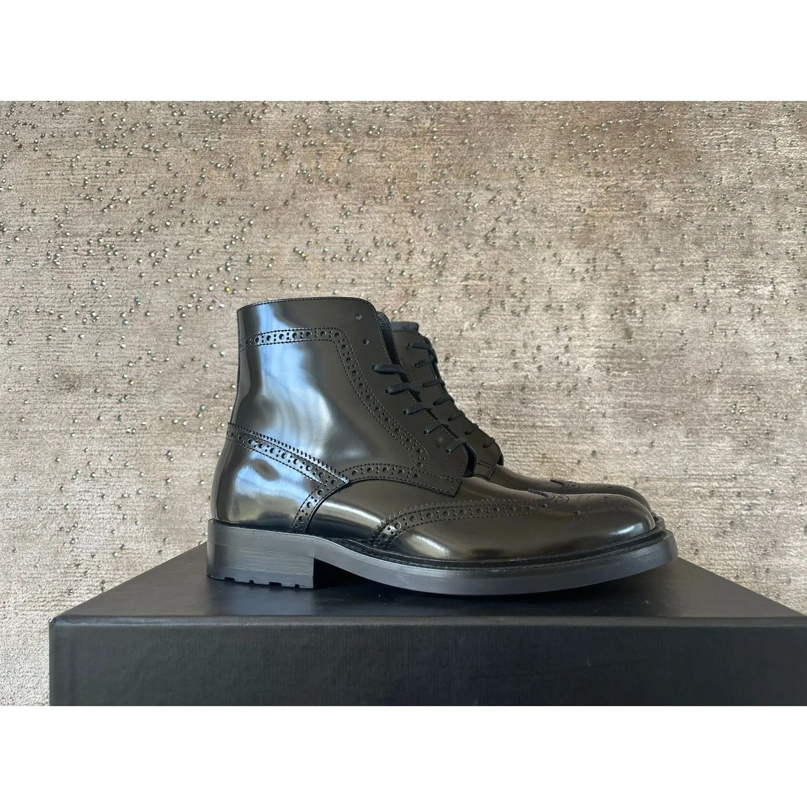 Saint Laurent Paris o1rshd1 Embroidered Army 20 Lace Up Boots in Ketta in Black Size US 7 / EU 40 - 1 Thumbnail