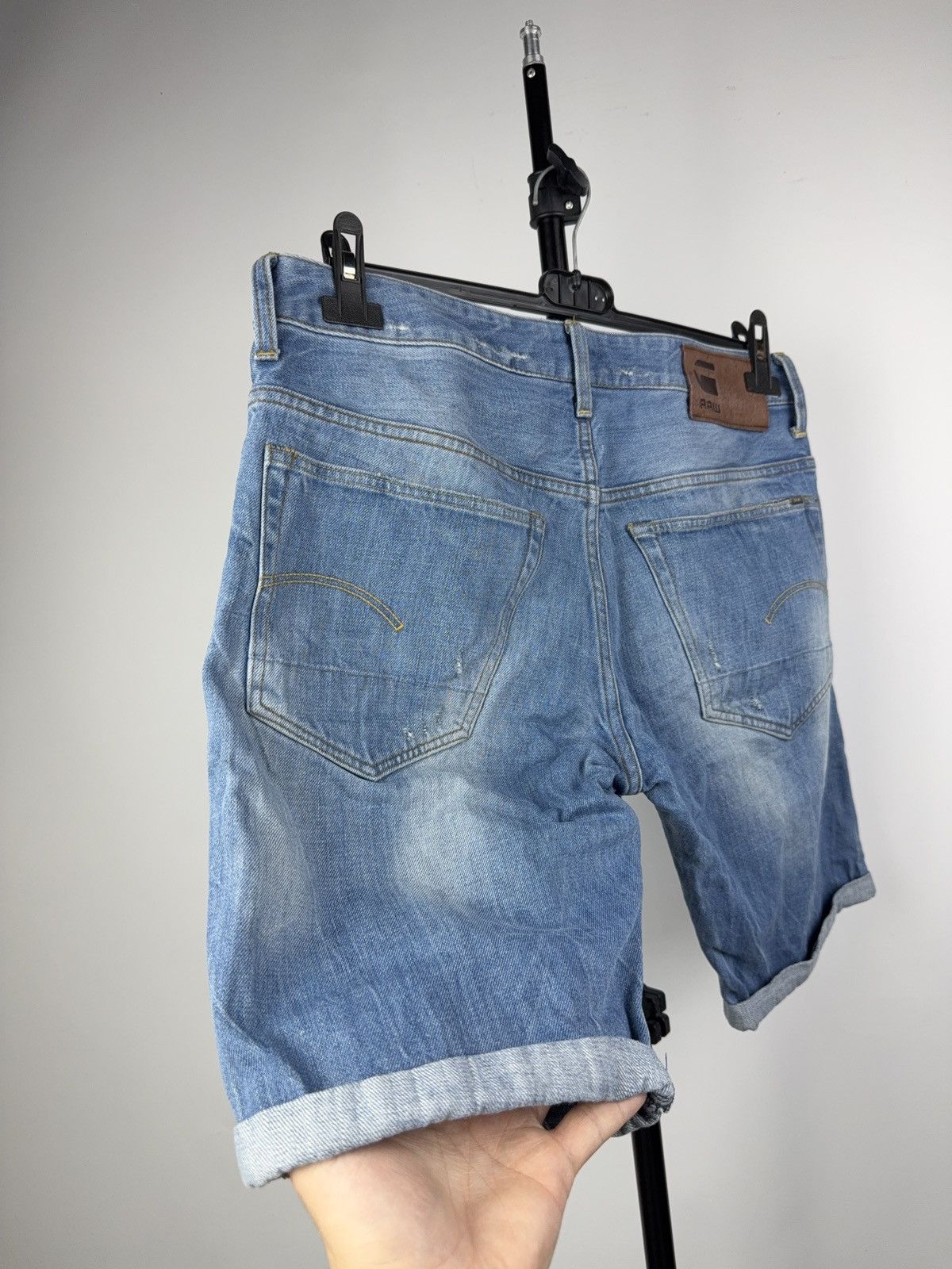 G-Star Y2K 00s Retro G-Star RAW 3301 Denim Shorts Light Blue 32 Size US 32 / EU 48 - 7 Thumbnail