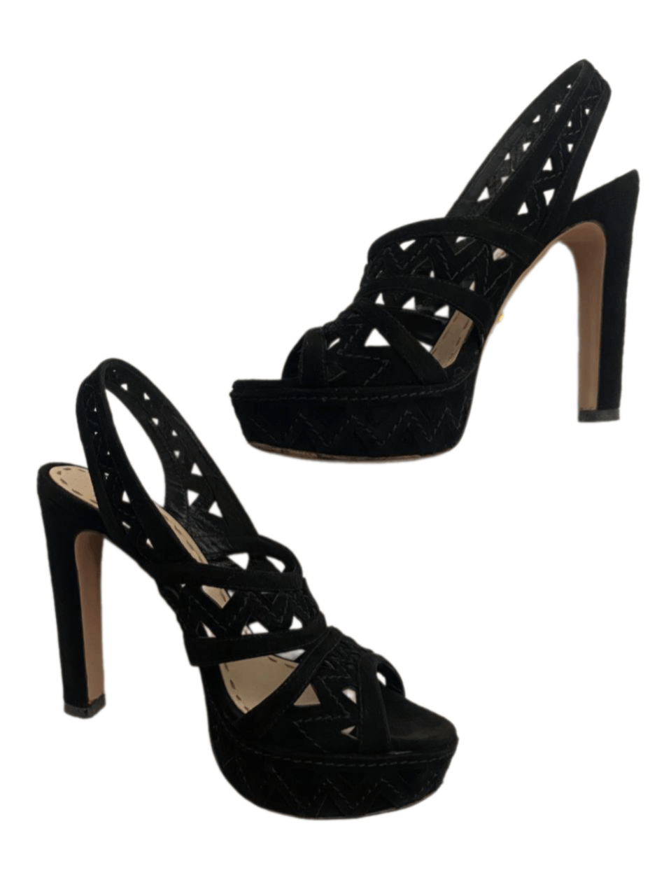 Prada Prada x Miu Miu Suede Black Slingback Strap High Heels Size US 7.5 / IT 37.5 - 1 Thumbnail