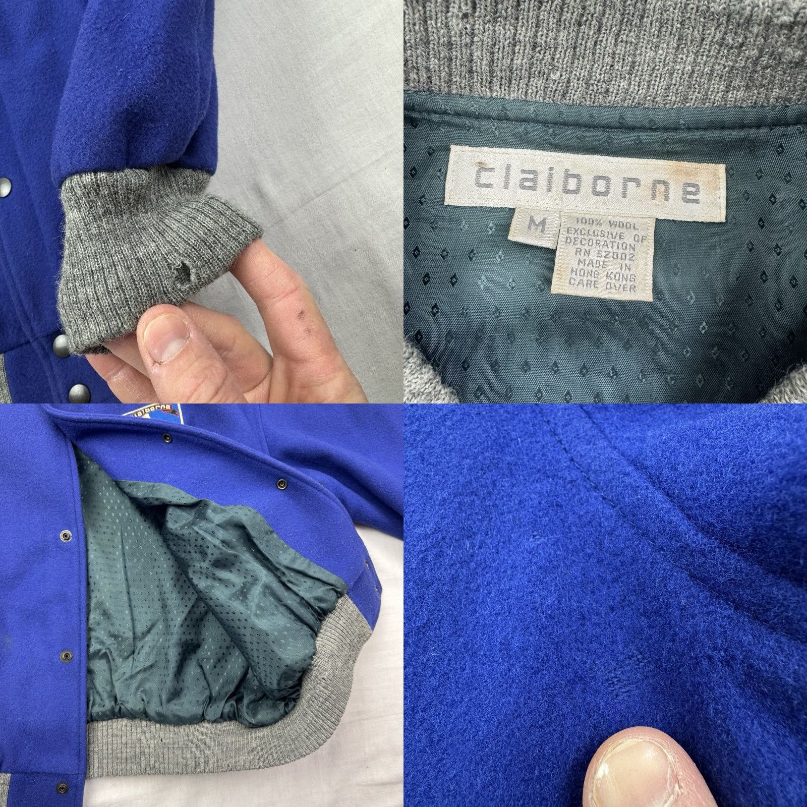 Liz Claiborne VINTAGE Liz Claiborne Letterman Jacket Womens M Wool Snap Up Blue Solid Preppy 90s 80s Casual Size M / US 6-8 / IT 42-44 - 8 Thumbnail