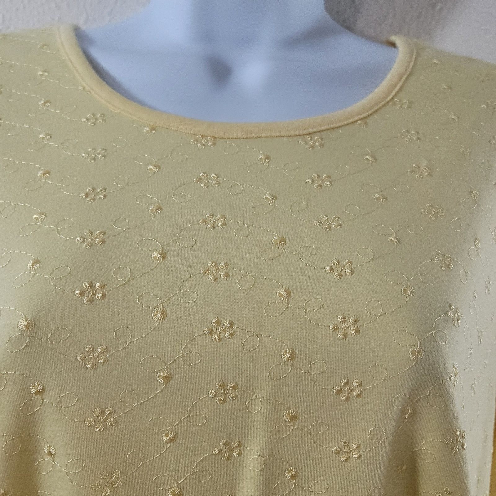 Other Draper's & Damon's Yellow Embroidered Floral Top PXL NWOT Size XL / US 12-14 / IT 48-50 - 5 Thumbnail