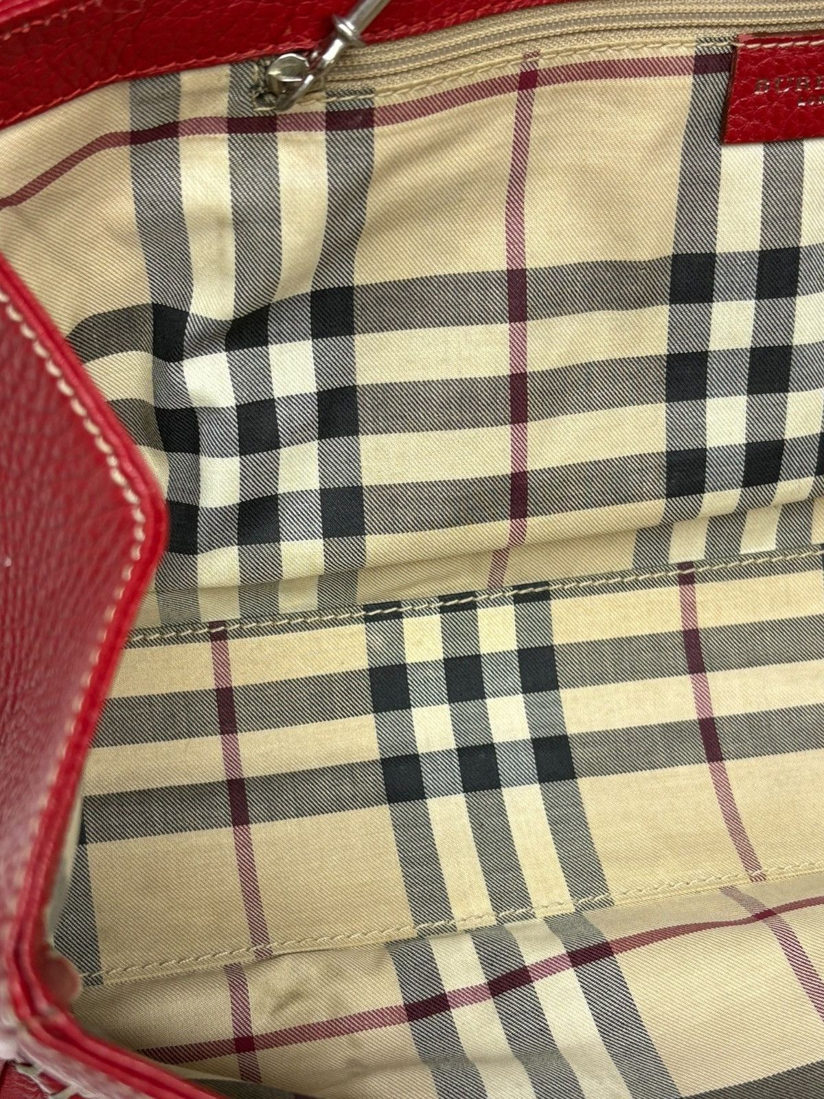 Burberry Burberry London Hot Red Leather Shoulder Bag Nova Check Size ONE SIZE - 16 Thumbnail