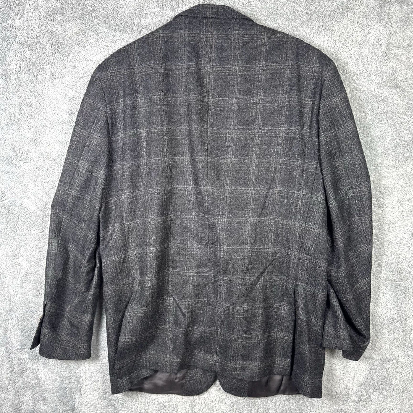 Vintage Samuelsohn Blazer Men 46R Wool Tweed Notch Lapel Single-Breasted Two-Button Black 1923 SB Garner Italy Vintage/Business/Formal Jacket Coat Medium? Size 46R - 6 Thumbnail