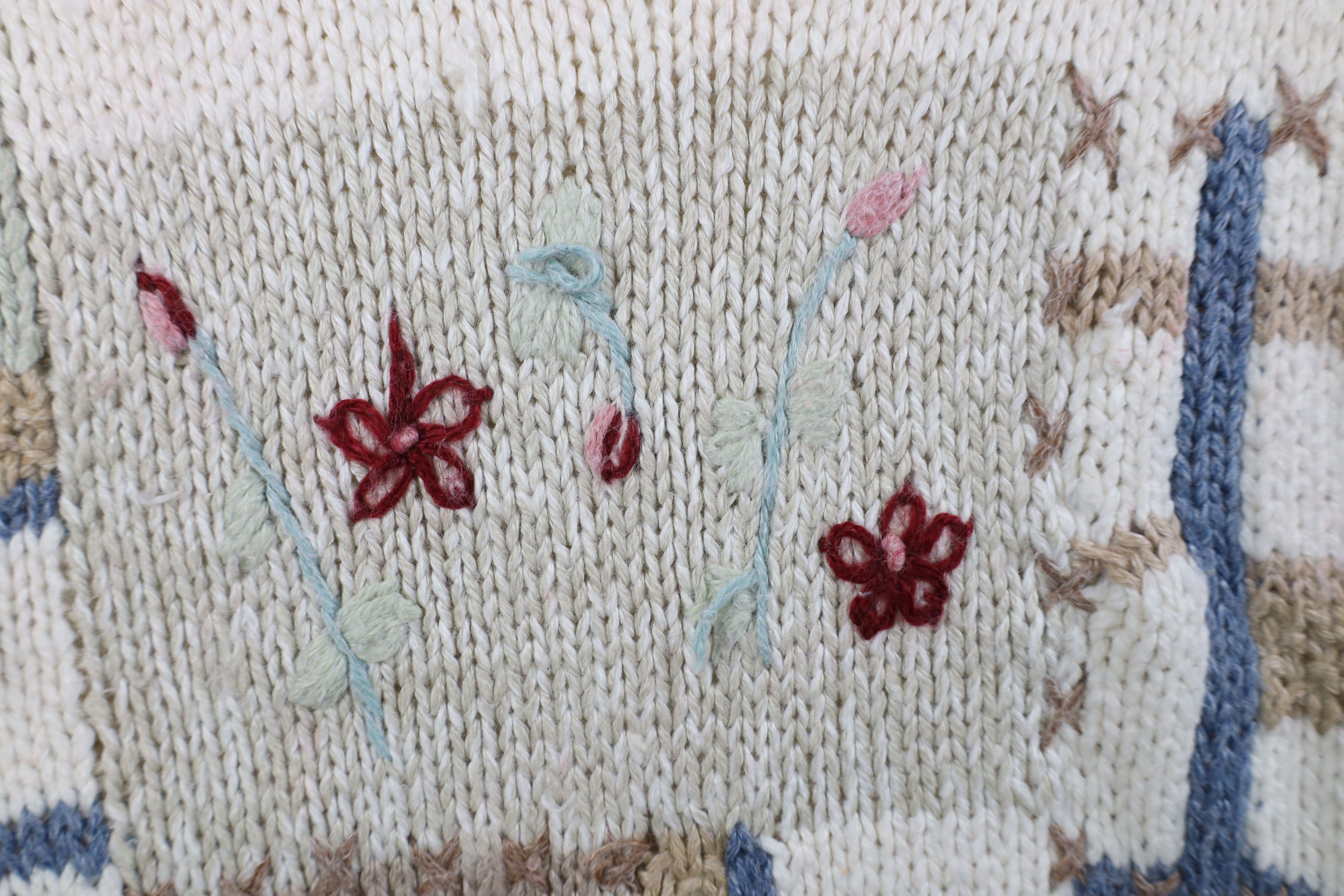 Vintage Vintage 90s Streetwear Hand Embroidered Flower Knit Sweater Size S / US 4 / IT 40 - 5 Thumbnail