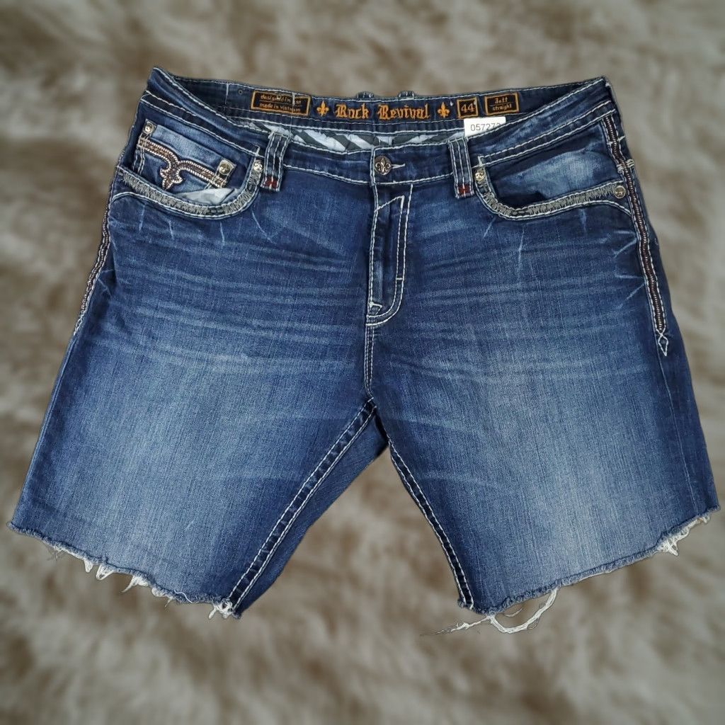 Vintage Rock Revival Bermuda Shorts Mens Size 44 Blue Denim Cut Off Regular Fit Size US 44 / EU 60 - 1 Thumbnail