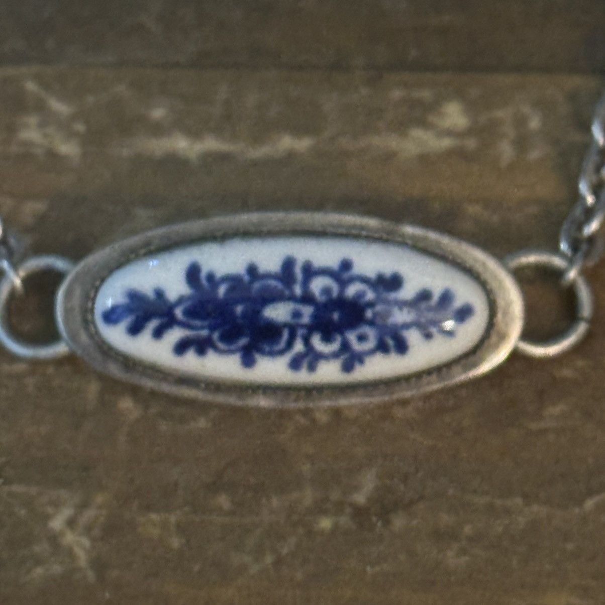Vintage Vintage silver tone white and blue flower porcelain bracelet Size ONE SIZE - 5 Thumbnail