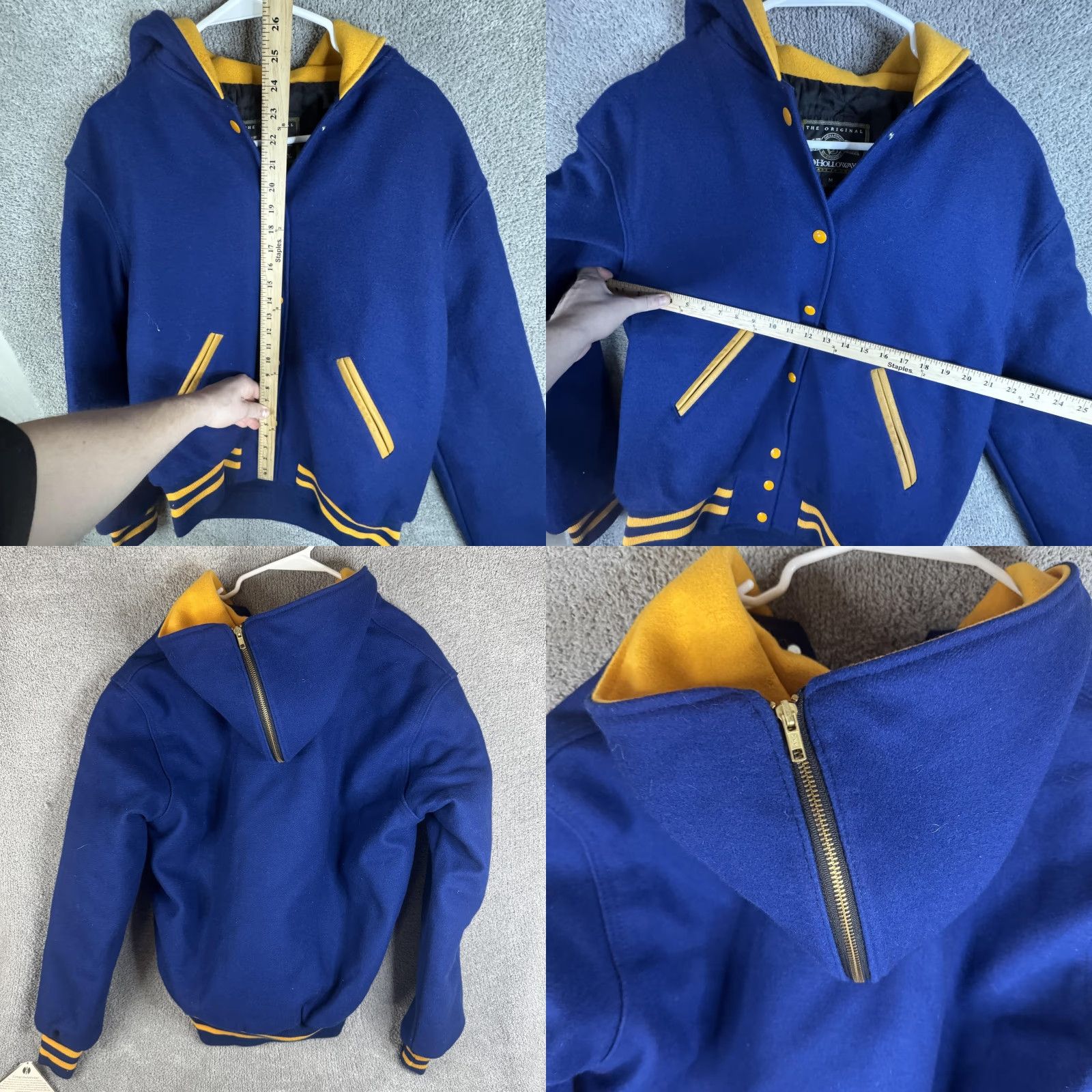 Holloway Holloway Varsity Jacket Mens M Blue Wool Hooded Sandburg School Made USA Size US M / EU 48-50 / 2 - 8 Thumbnail