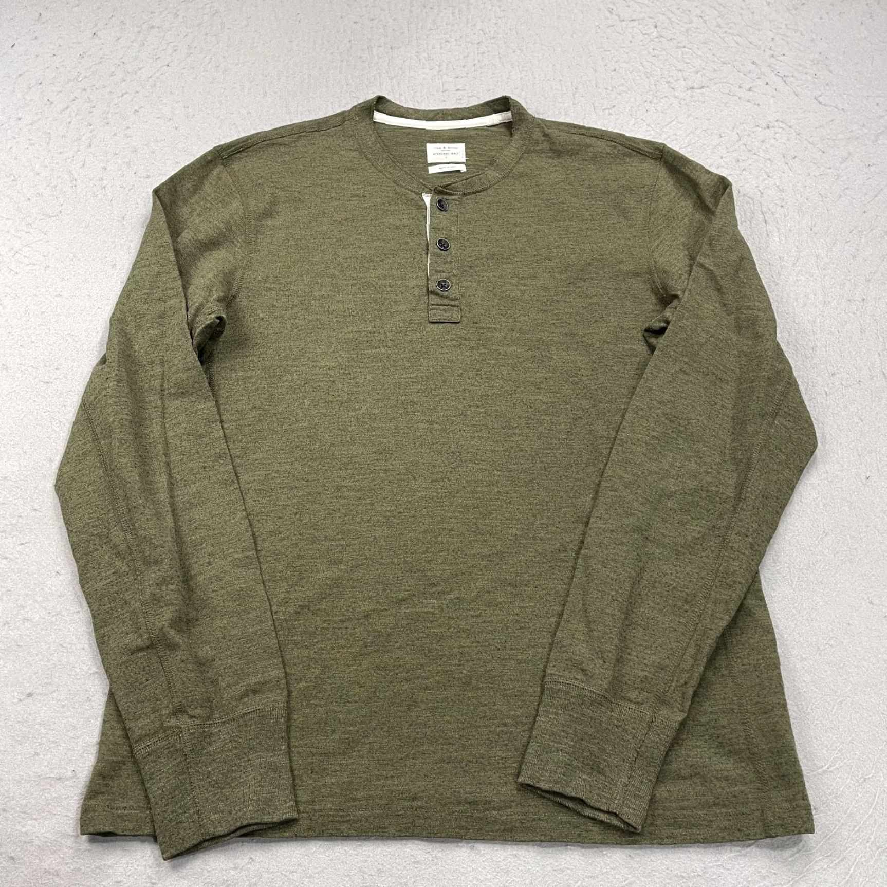 Rag & Bone Rag & Bone Shirt Mens L Green Cotton Henley Tee Long Sleeve Standard Issue Size US L / EU 52-54 / 3 - 2 Thumbnail