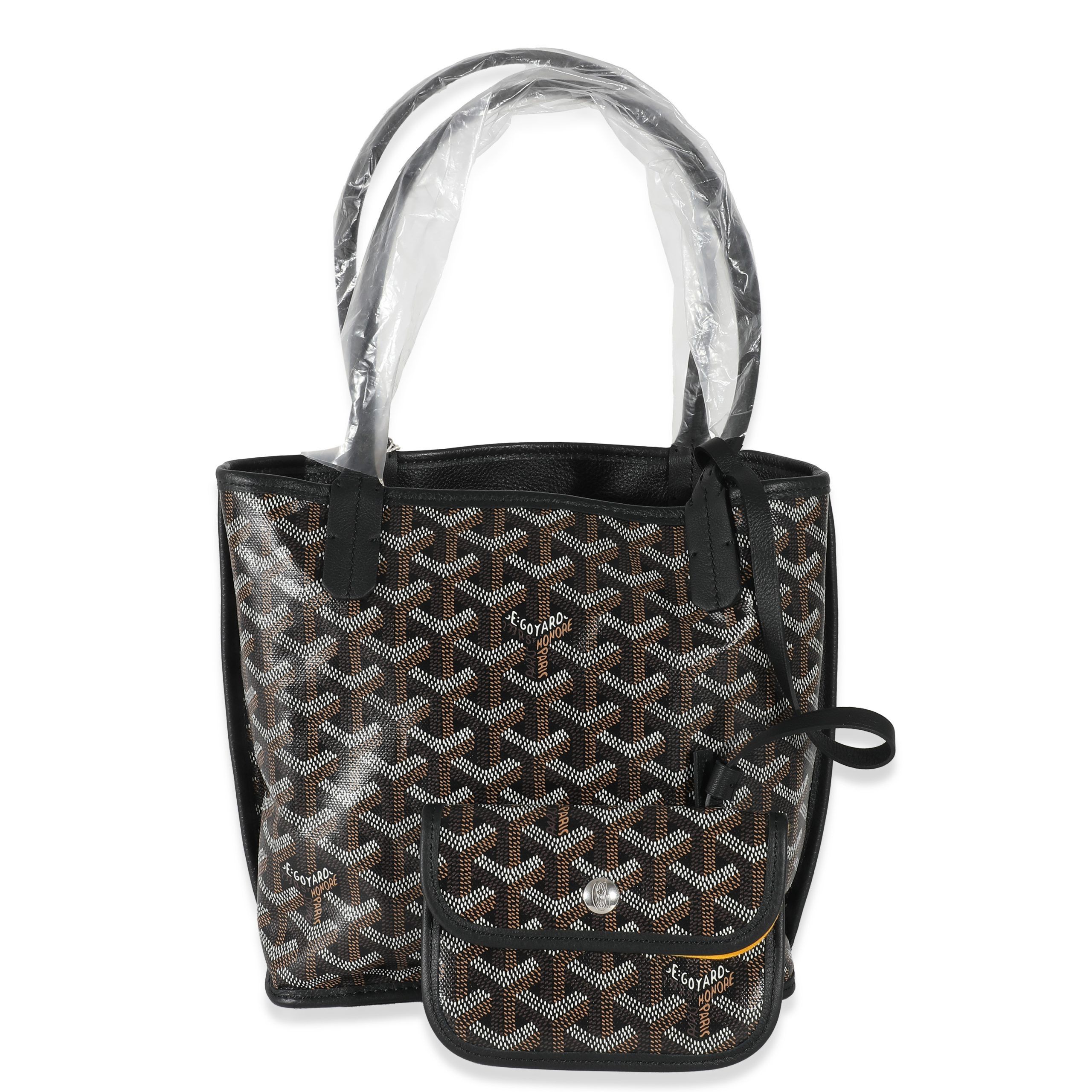 image of Goyard Black Goyardine Canvas Reversible Mini Anjou Tote, Women's