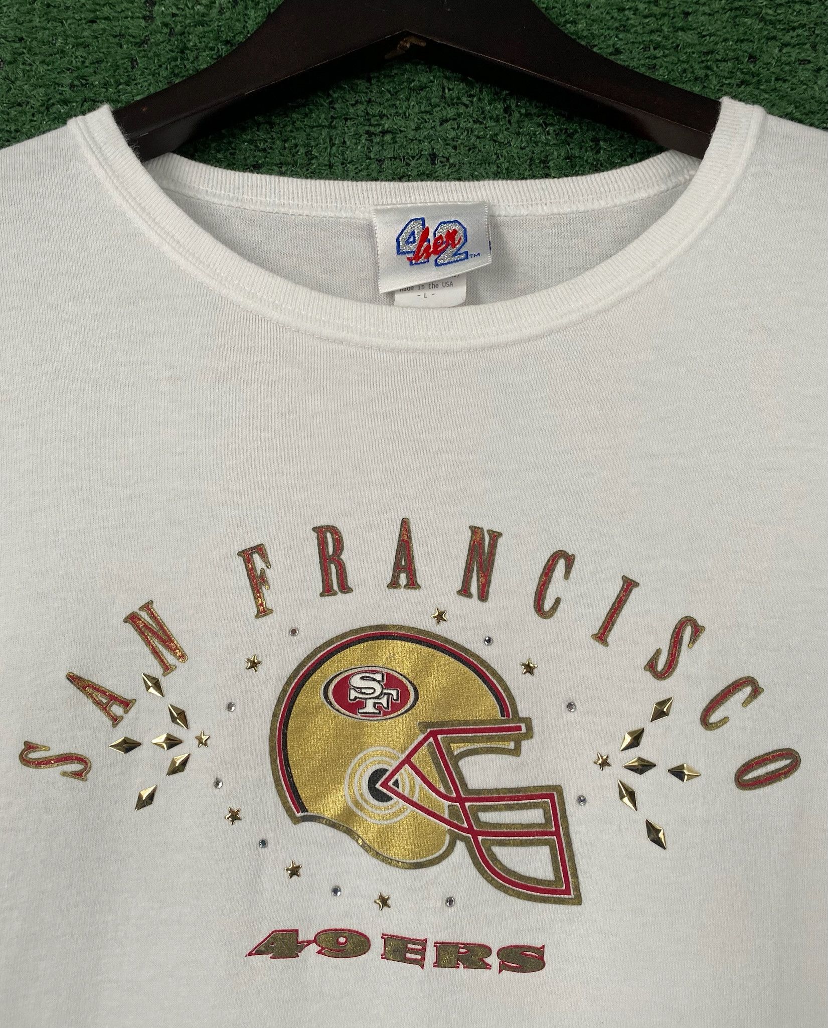 Vintage 90’s San Francisco 49ers Jeweled Single Stitch T-Shirt Large Size L / US 10 / IT 46 - 1 Thumbnail