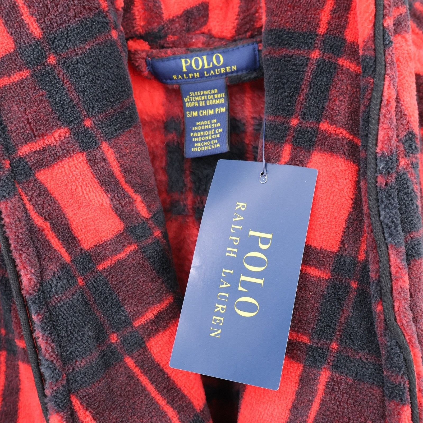 Polo Ralph Lauren Polo Ralph Lauren Robe Mens S/M Red Black Plaid Fleece Plush Size 40 - 11 Thumbnail