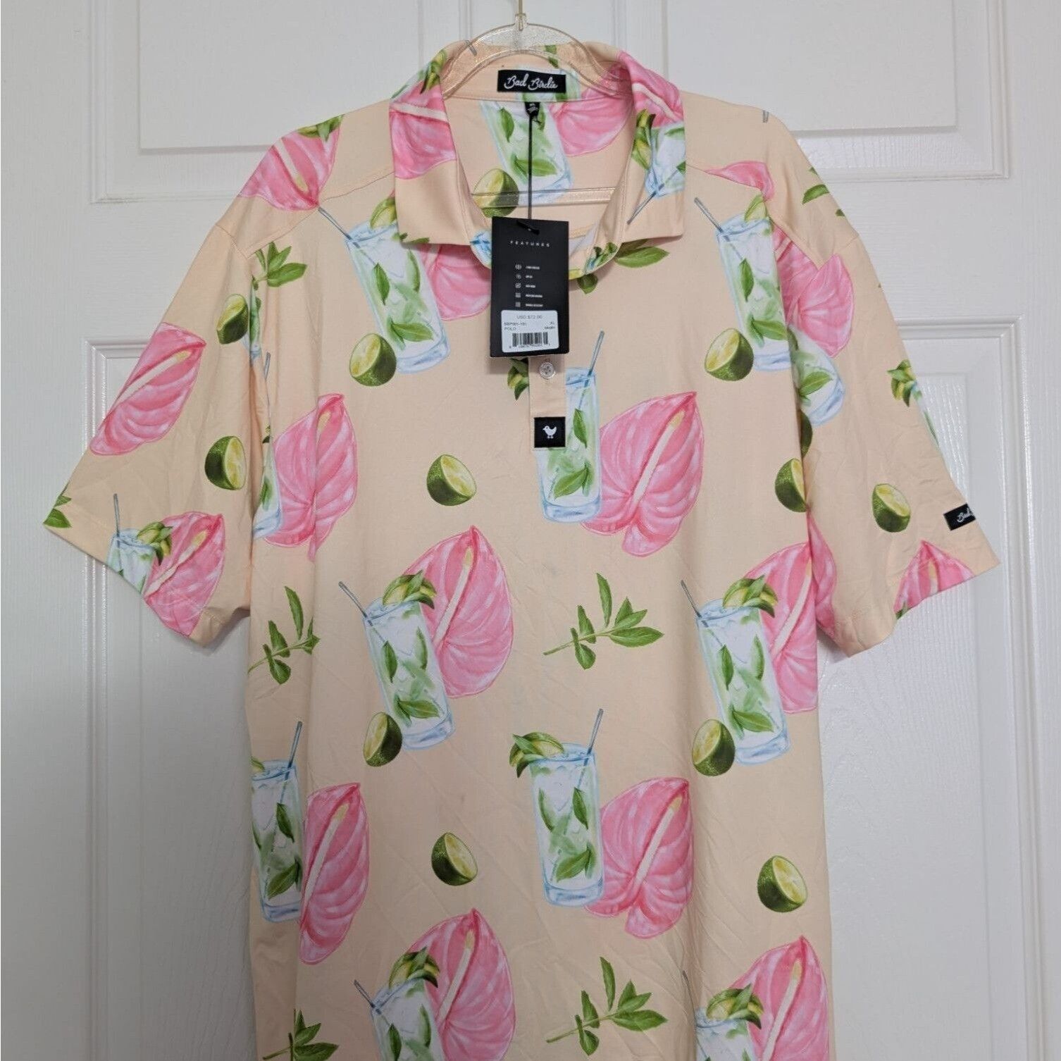 Bad Birdie NEW Bad Birdie Mojito Golf Polo Shirt Mens Size XL Pink Size XL / US 12-14 / IT 48-50 - 2 Thumbnail