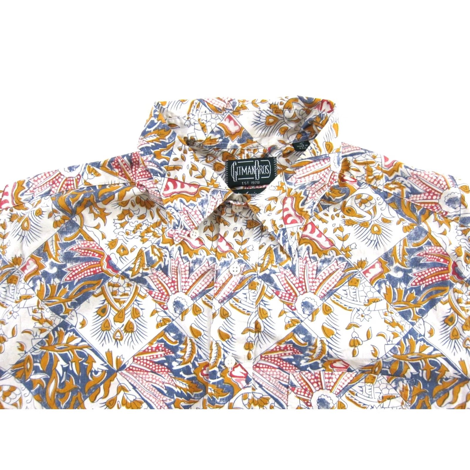 Vintage Gitman Bros. 40th Anniversary Cotton Blue Pink Short Sleeve Button Down Shirt XL Mens Vintage Floral Pattern Shirt Size US XL / EU 56 / 4 - 4 Thumbnail