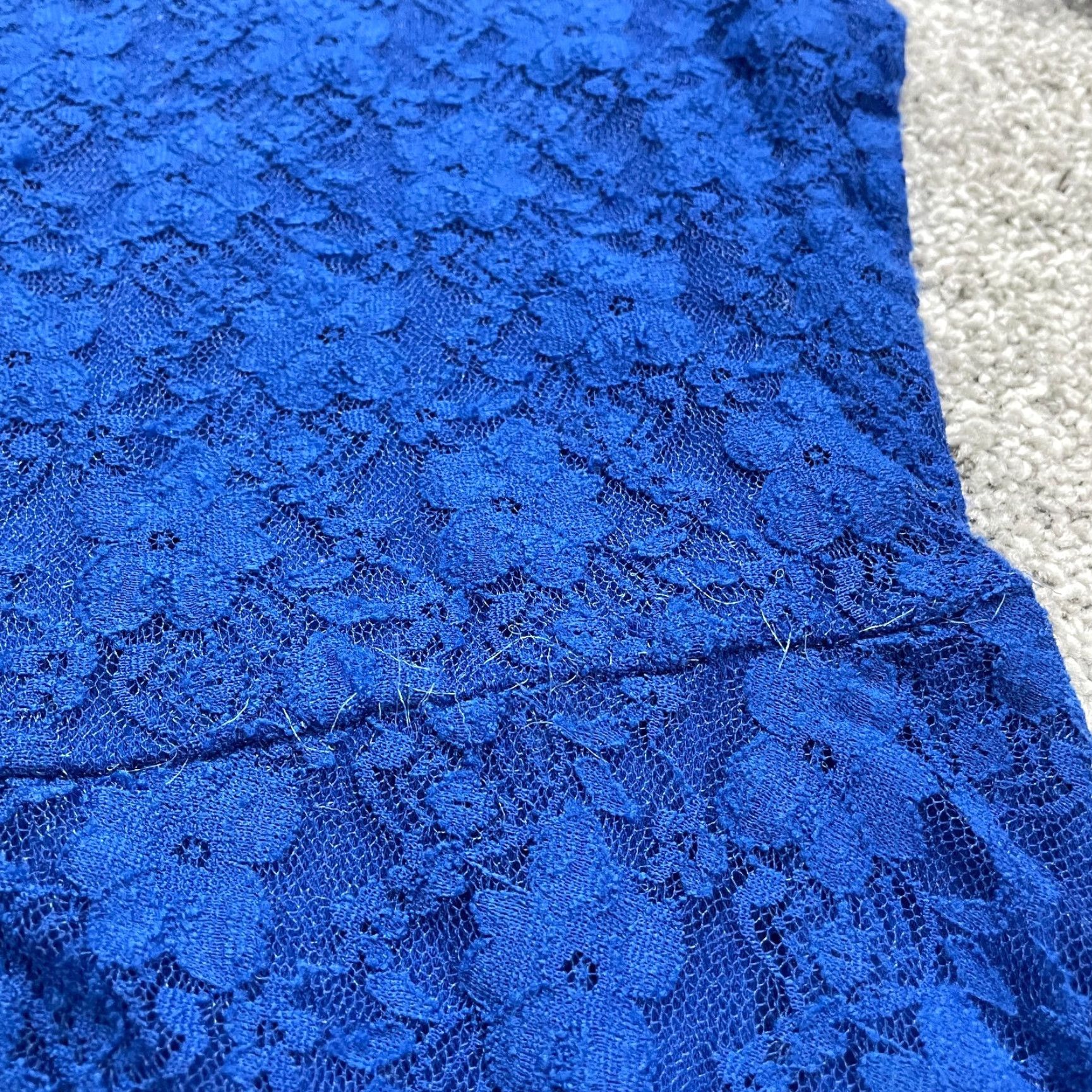 Vintage MaterialGirl Blue Lace A-Line Dress Womens Large L Knee Length Round Neck Long Sleeve Adult Womens Size L / US 10 / IT 46 - 5 Thumbnail