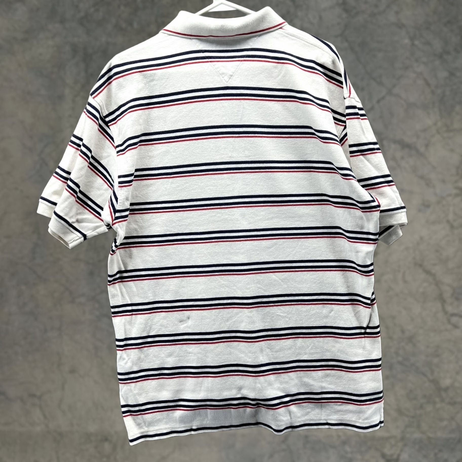 Tommy Hilfiger Tommy Hilfiger Polo Shirt Mens L White Stripe Chambray Collar Short Sleeve Size US L / EU 52-54 / 3 - 1 Thumbnail