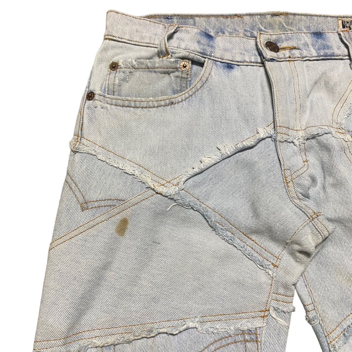 Japanese Brand JUNGLE CAT Reworked Recylce Paper Denim Flare Jeans Size US 28 / EU 44 - 4 Thumbnail