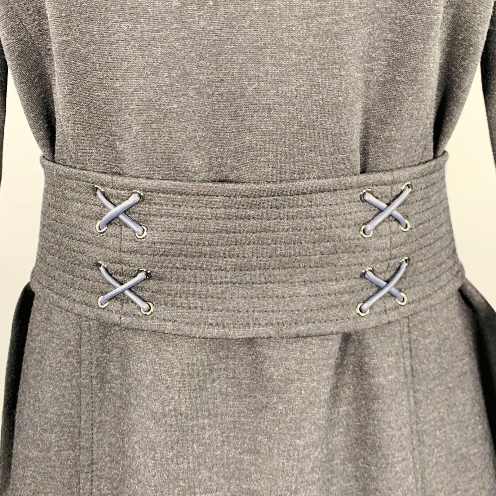 Other WORTH 4 Grey Charcoal Rayon Blend Belted Knee Length Dress Size S / US 4 / IT 40 - 2 Thumbnail