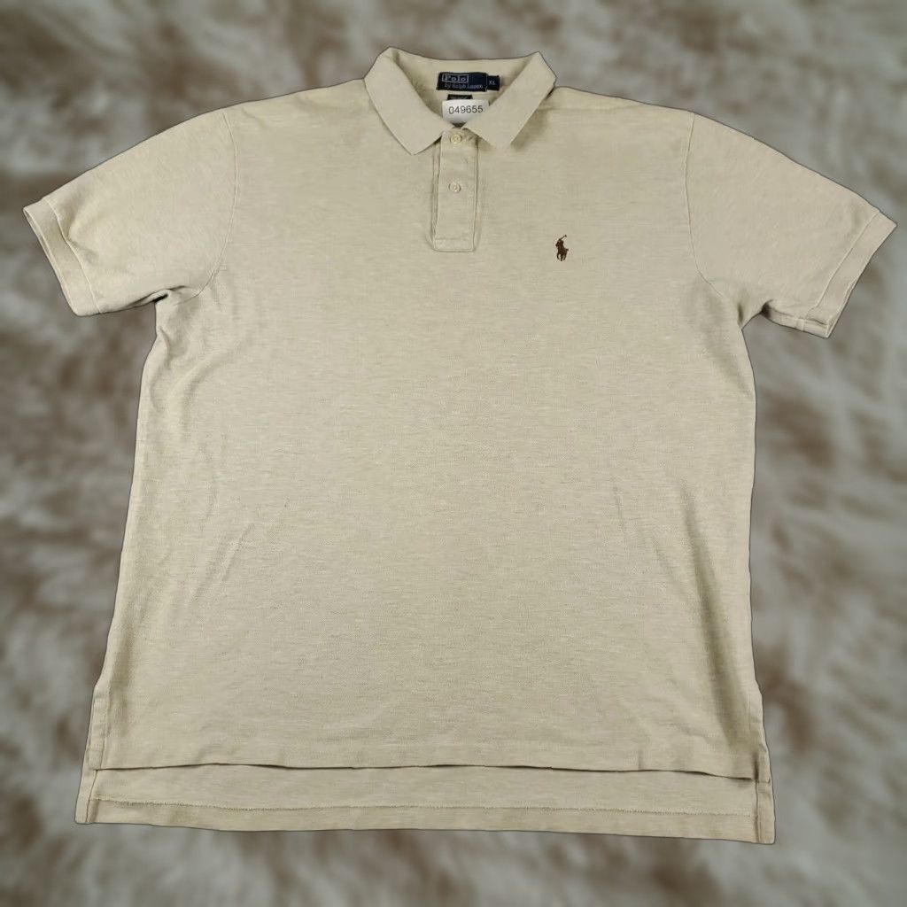 Ralph Lauren VINTAGE Ralph Lauren Polo Shirt Men XL Beige Short Sleeve Cotton Casual 90s Polo Mens Size US XL / EU 56 / 4 - 1 Thumbnail