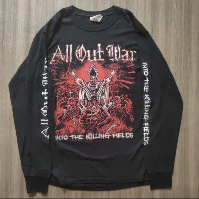 image of Band Tees x Vintage All Out War Into The Killing Field Longsleeve in Black, Men's (Size Medium)