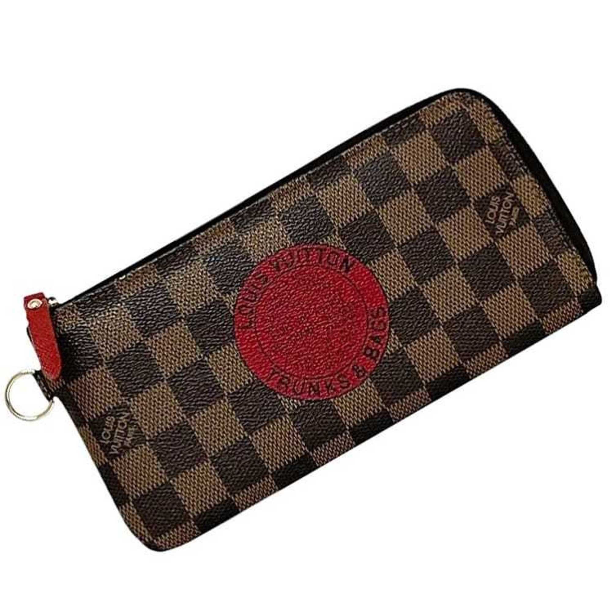 Louis Vuitton Complice Portefeuille Long Wallet ec-24145 Brown/Red Damier Ebene T&B N61740 Canvas VI0122 LOUIS VUITTON L-Shaped Brown Print Men's/Women's