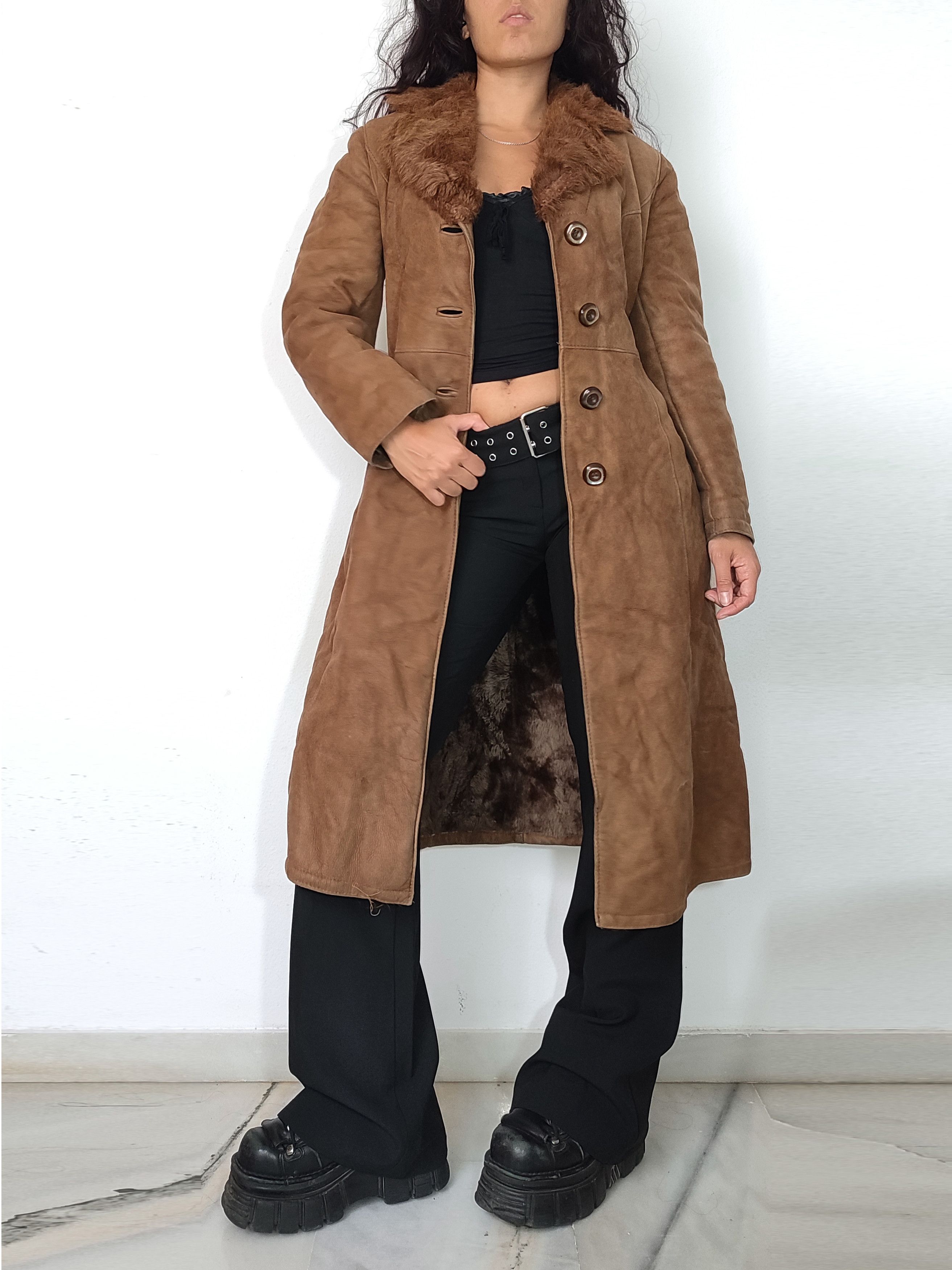 Vintage Vintage 80s Sheepskin Leather Trench Coat Style Size S / US 4 / IT 40 - 2 Thumbnail