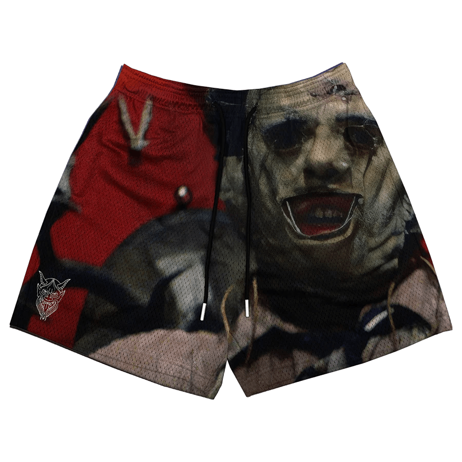 image of Band Tees Texas Death Mesh Shorts in Black/Red, Men's (Size 38)