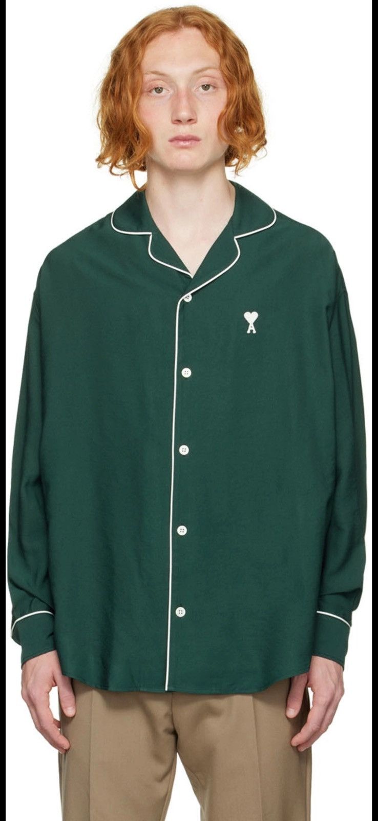 AMI AMI Paris SSENSE Exclusive Green Camp Collar Shirt Size US XXS / EU 40 - 6 Thumbnail