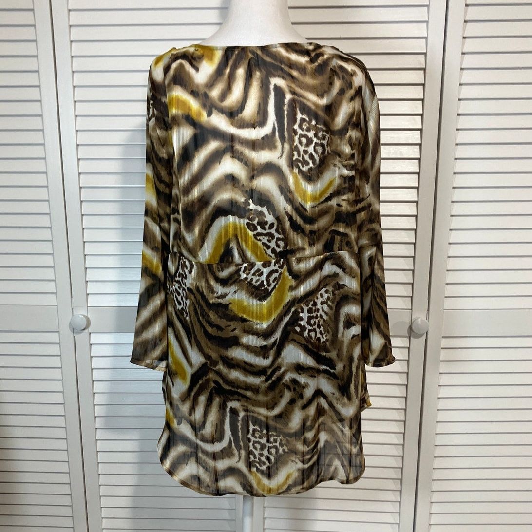 Other Jaclyn Smith Vintage Animal 3/4Sleeve Women Chiffon Blouse1X Size XL / US 12-14 / IT 48-50 - 3 Thumbnail