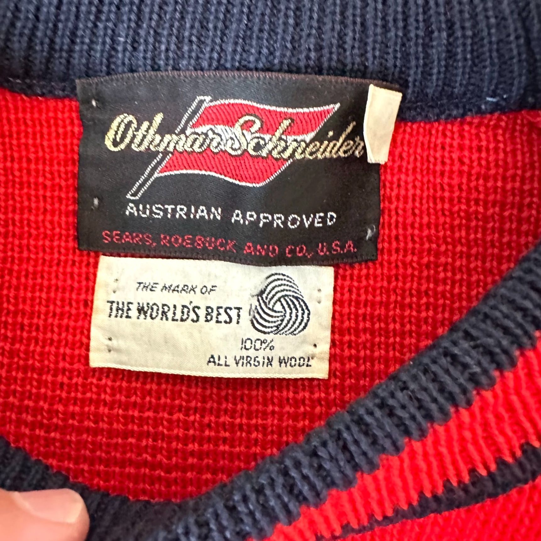 Sears VINTAGE Sears Sweater Mens XL Red Wool Knit Crew Neck Pullover Golf Athletic 100% Size US XL / EU 56 / 4 - 4 Thumbnail