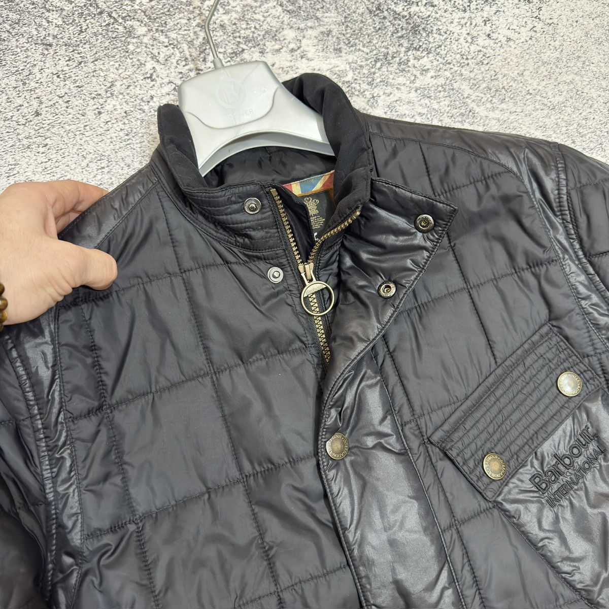 Barbour × Designer Barbour International Mens Black Quilted Jacket L size Size US L / EU 52-54 / 3 - 4 Thumbnail