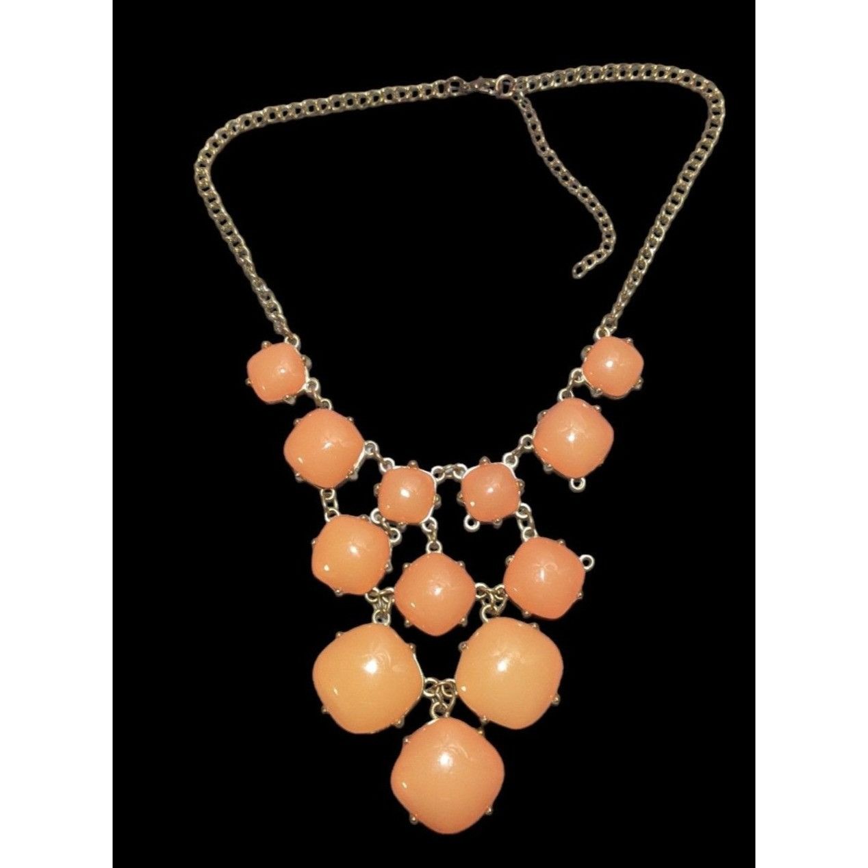Other Peach Bubble Bib Statement Necklace With Gold Chain Size ONE SIZE - 1 Thumbnail
