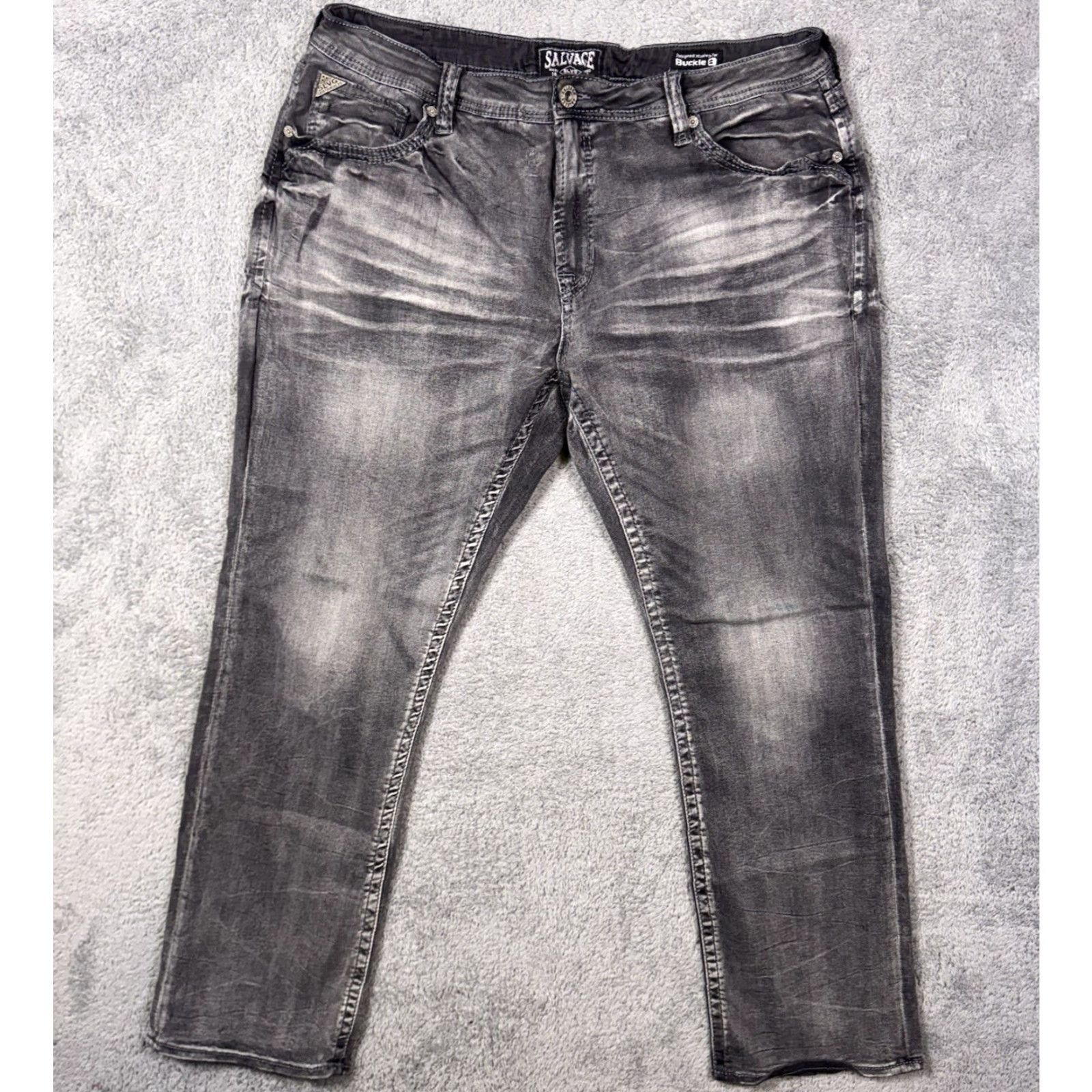 Vintage Salvage Mayhem Straight Jeans Men 40R Regular Denim 31in Gray Cotton Blend 5-Pocket Logo Vintage Style Size US 40 / EU 56 - 2 Thumbnail