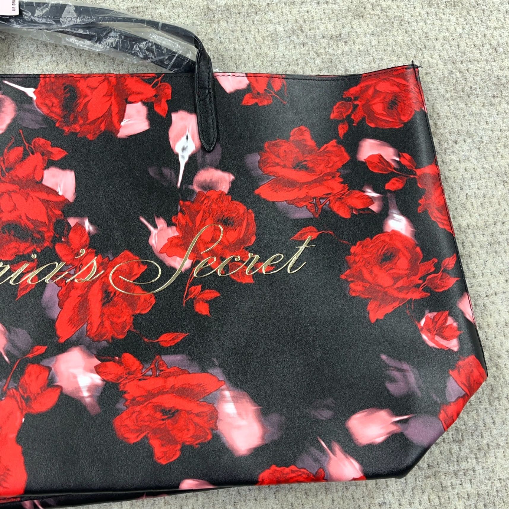 Victoria's Secret VINTAGE? No. Victoria's Secret Large Floral Tote Bag Roses Flowers Shoulder Weekender Bag NWT Size ONE SIZE - 3 Thumbnail