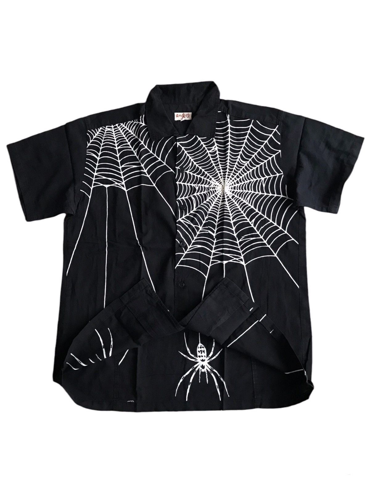 image of 14Th Addiction x If Six Was Nine Y2K Japanese Spyder Web Shirt in Black, Men's (Size Large)