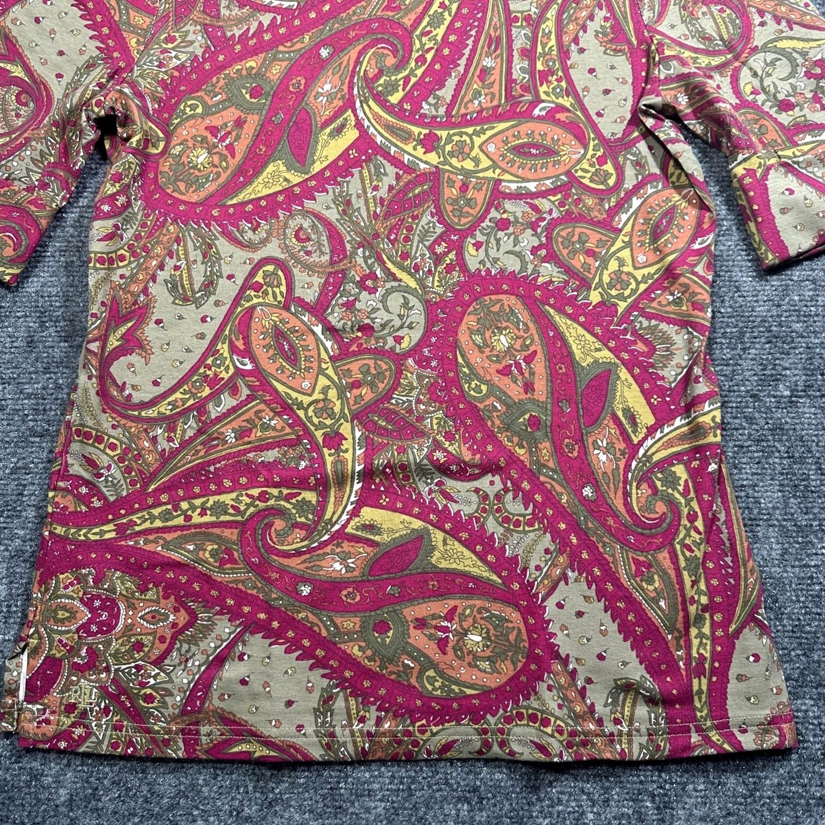 Ralph Lauren Ralph Lauren Black Label Knit Top Womens Medium Stretch Cotton 3/4 Cuffed Sleeve Boat Neck Multicolor Paisley Knit Pullover Shirt M Womens Size M / US 6-8 / IT 42-44 - 2 Thumbnail