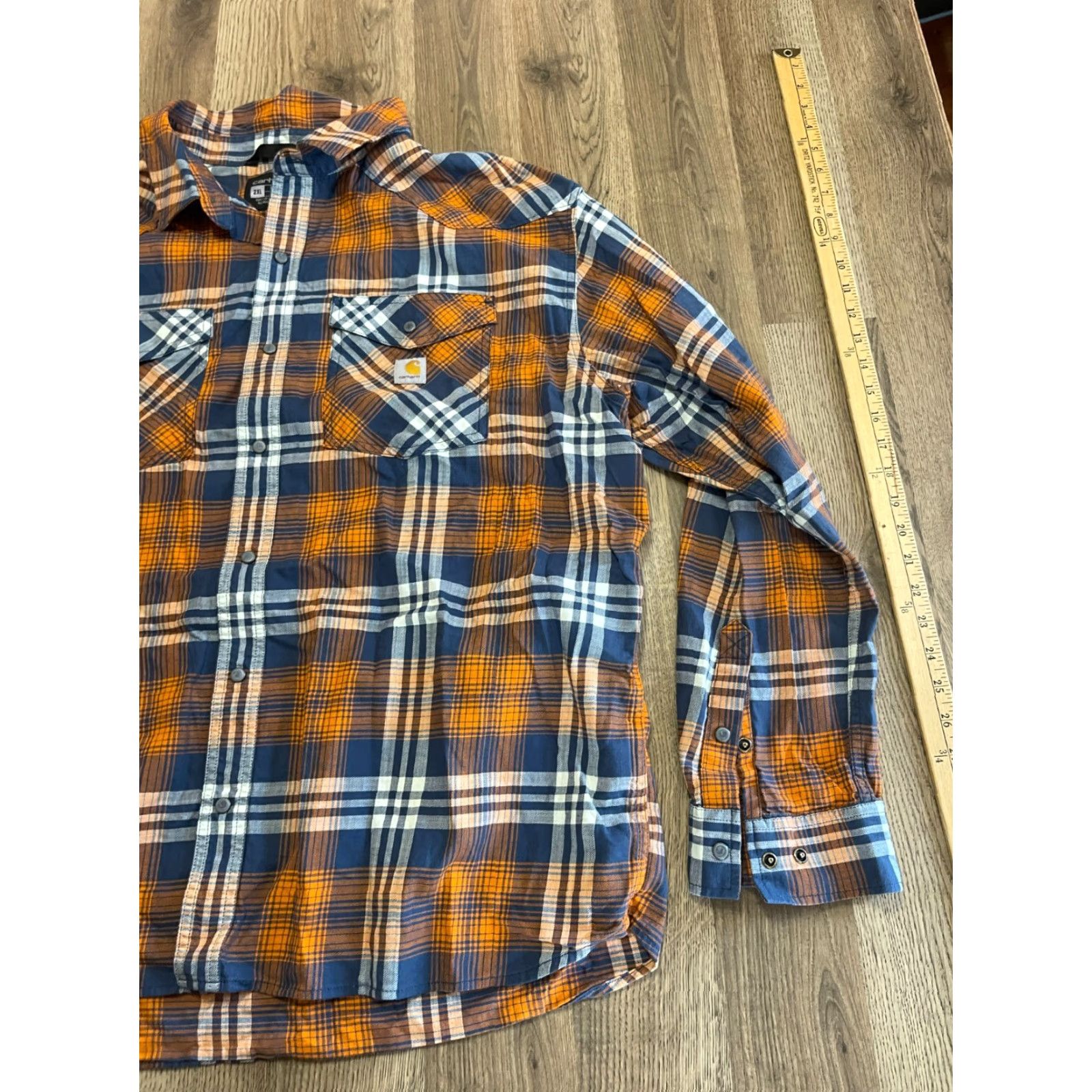 Carhartt Carhartt Shirt 2XL Button-Up Plaid Relaxed Fit Men’s Blue White Orange Multicolor Long Sleeve Casual Mens Size US XXL / EU 58 / 5 - 4 Thumbnail