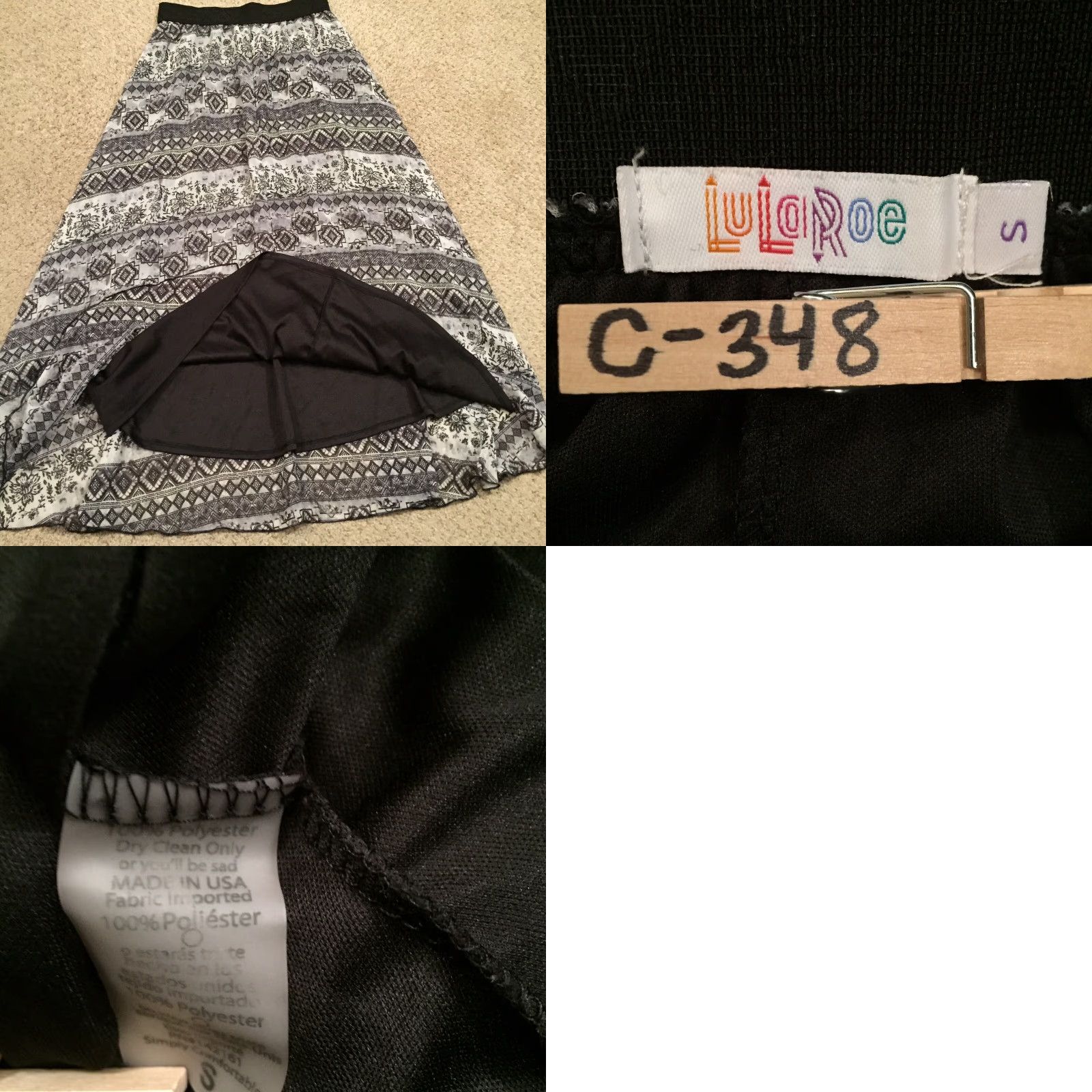 Vintage LuLaRoe Skirt Women Maxi Long Grey Gray Geometric Elastic Waist Lined Pull On Polyester Size S Small Vintage No N/A Size 28" / US 6 / IT 42 - 8 Thumbnail