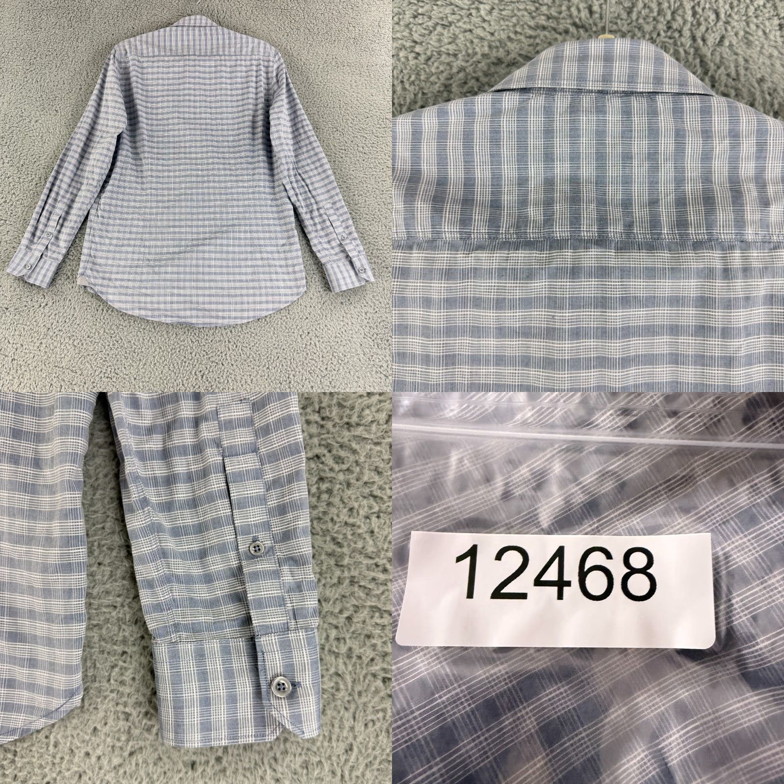 Vintage 7 Diamonds Button-Up Shirt Mens Medium Gray Check Print Long Sleeve 100% Cotton Size US M / EU 48-50 / 2 - 9 Thumbnail