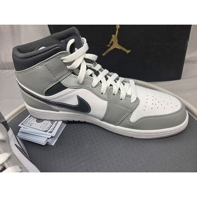 Jordan Brand Nike Air Jordan 1 Mid Smoke Grey 554724-078 Mens Size 12 Lig Size US 12 / EU 45 - 6 Thumbnail