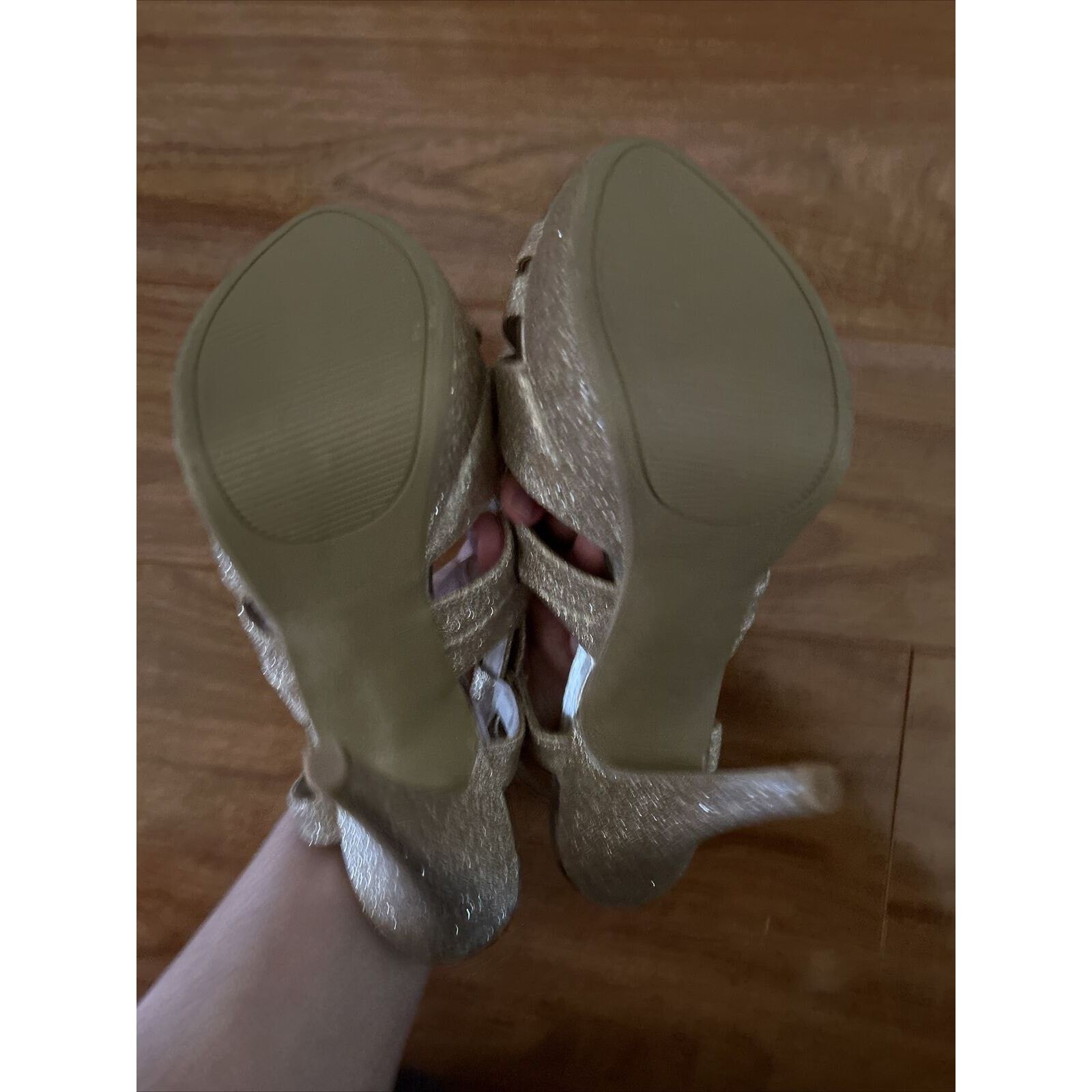 Steve Madden Olsenboye Gold Glitter Platform Stilettos Heels Women's 8.5 Size US 8.5 / IT 38.5 - 7 Thumbnail