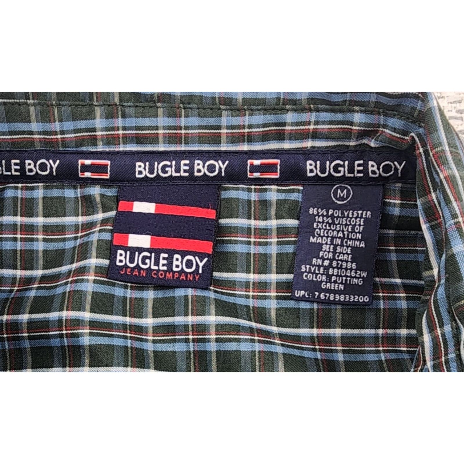 Bugle Boy VINTAGE Bugle Boy Shirt Mens M Green Plaid Long Sleeve Button-Up Utility Pockets Size US M / EU 48-50 / 2 - 6 Thumbnail
