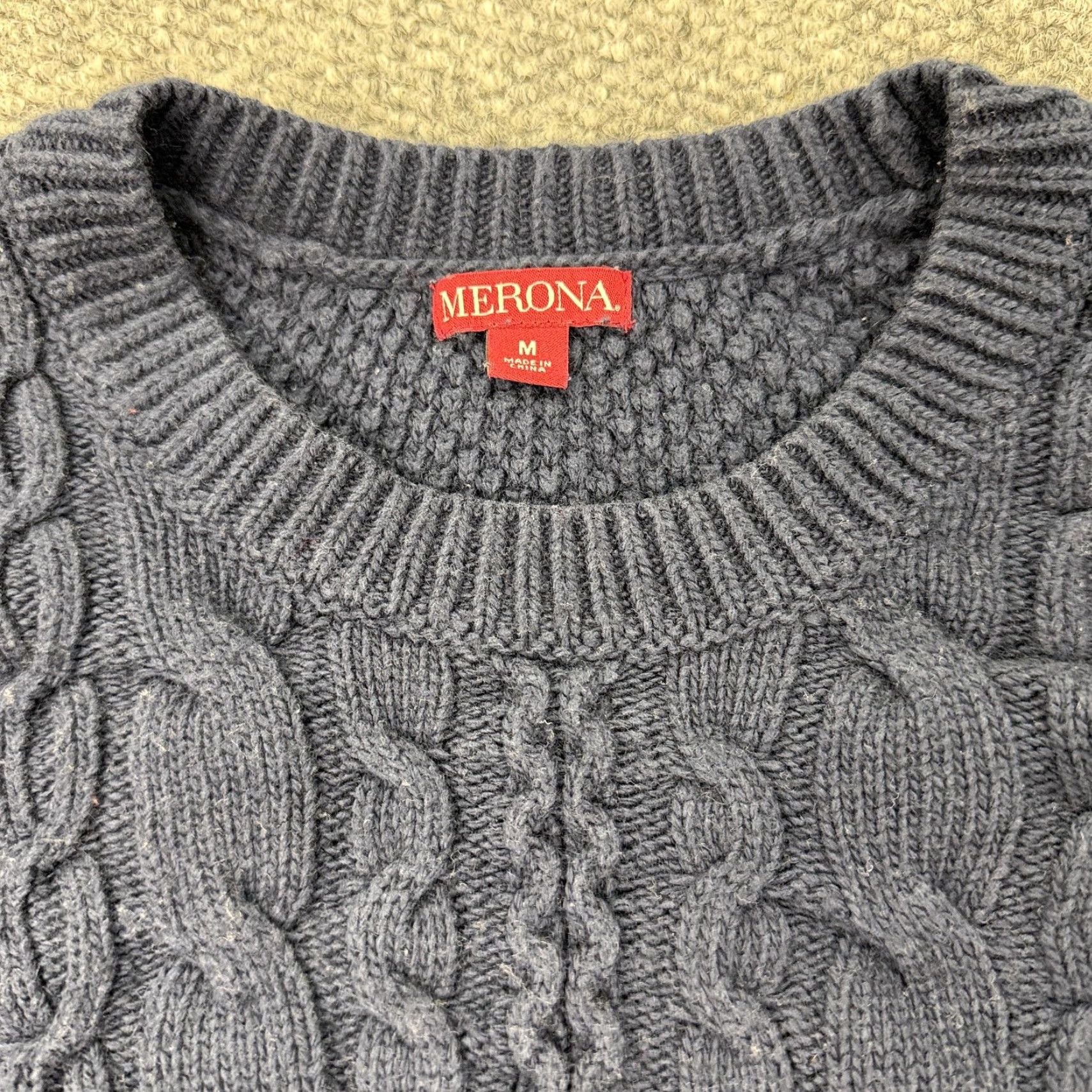 Merona Merona Sweater Adult Womens Medium Navy Blue Cable Knit Crewneck Pullover Knit Wool Cotton Rayon Nylon All Seasons Size M / US 6-8 / IT 42-44 - 2 Thumbnail