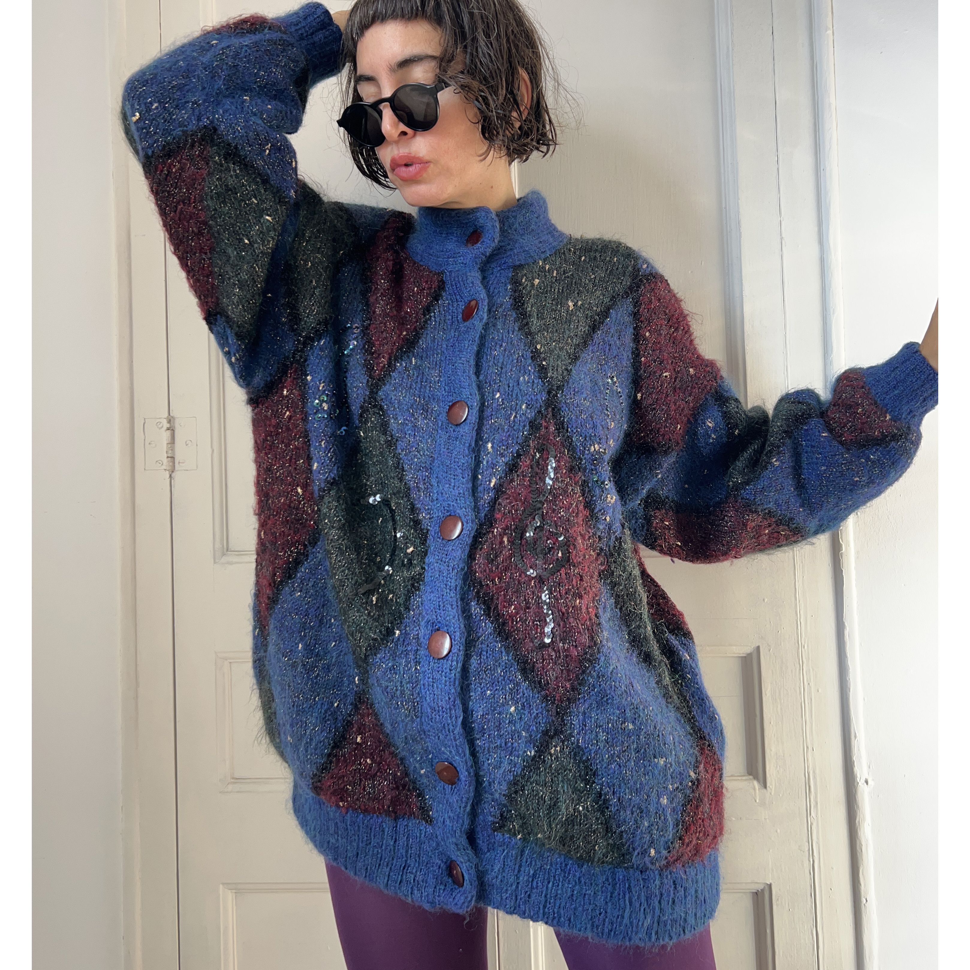 Vintage Vintage Mohair Harlequin Cardigan Size M / US 6-8 / IT 42-44 - 8 Thumbnail