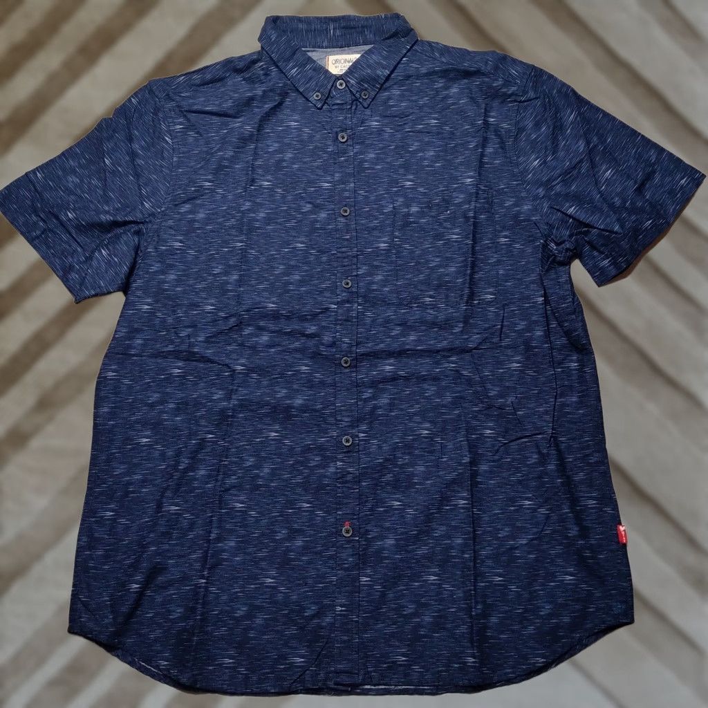 Vintage ORIGINALS BY CACTUS NEW YORK Men XL Blue Marl Short Sleeve Button-Up Shirt EUC Size US XL / EU 56 / 4 - 1 Thumbnail