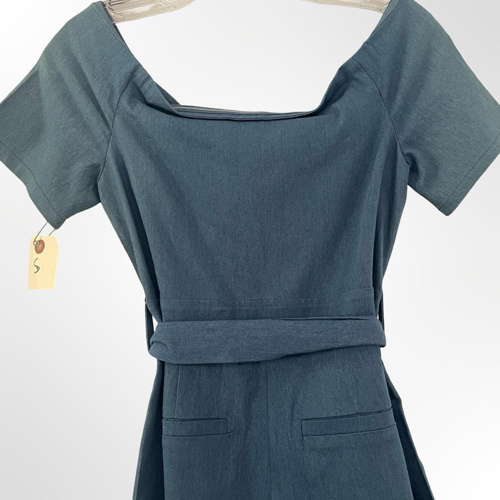 Essentials essue Short-Sleeve Wide-Leg Belted Jumpsuit with Front Zip Size 28" / US 6 / IT 42 - 5 Thumbnail