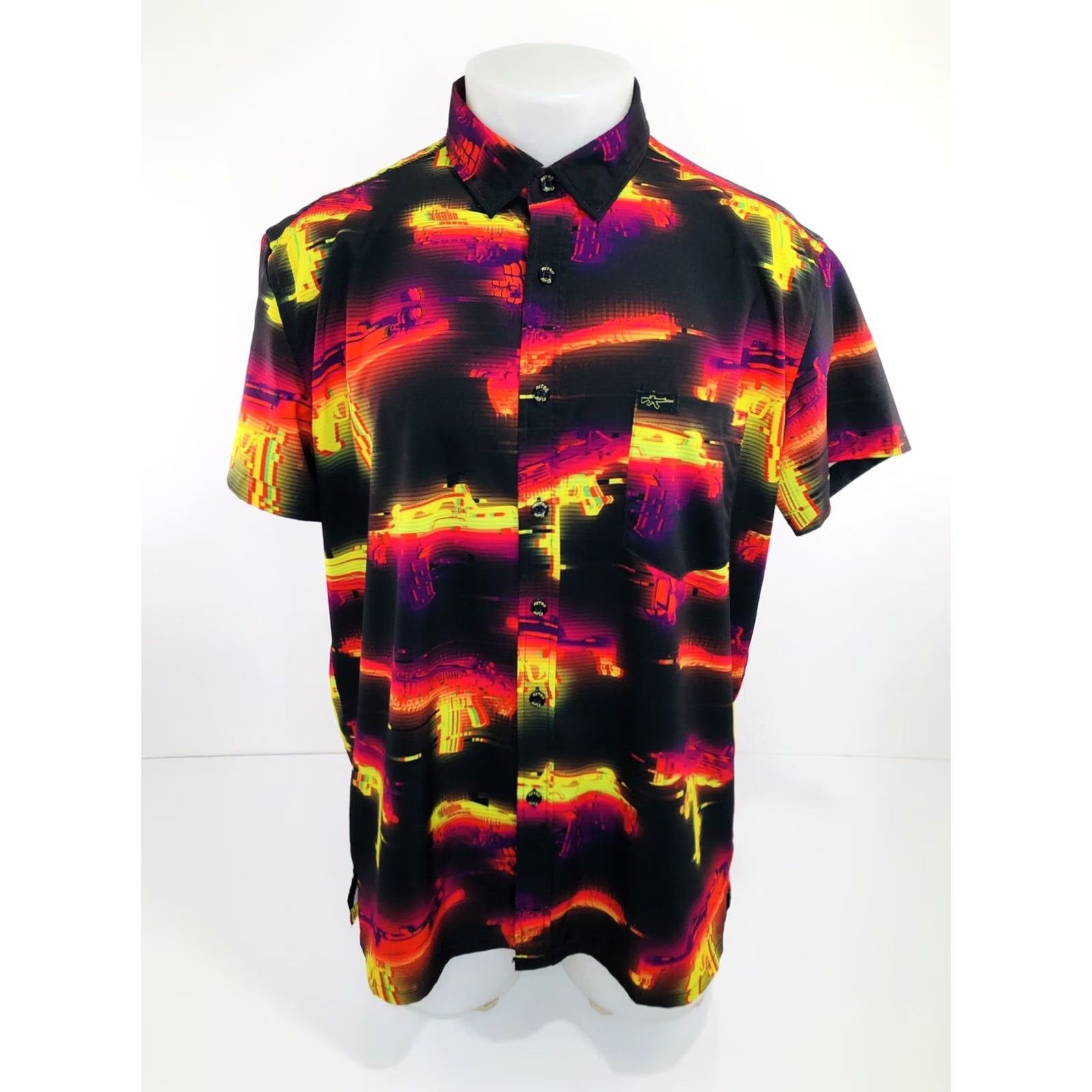 Etro RETRO RIFLE GLITCH AR15 Tactical Shirt - L Multicolor - Short Sleeve Button-Up Mens Retro 90s Theme Shirt - 4G EXCELLENT Size US L / EU 52-54 / 3 - 2 Thumbnail