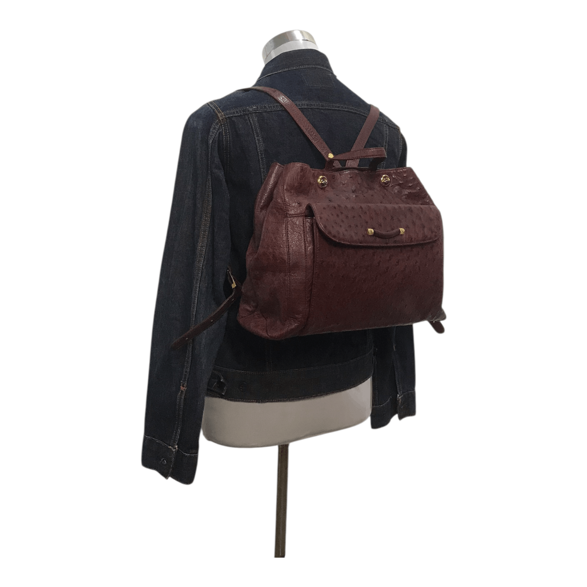 Leather Ostrich Cherry Leather Bagpack Size ONE SIZE - 1 Thumbnail