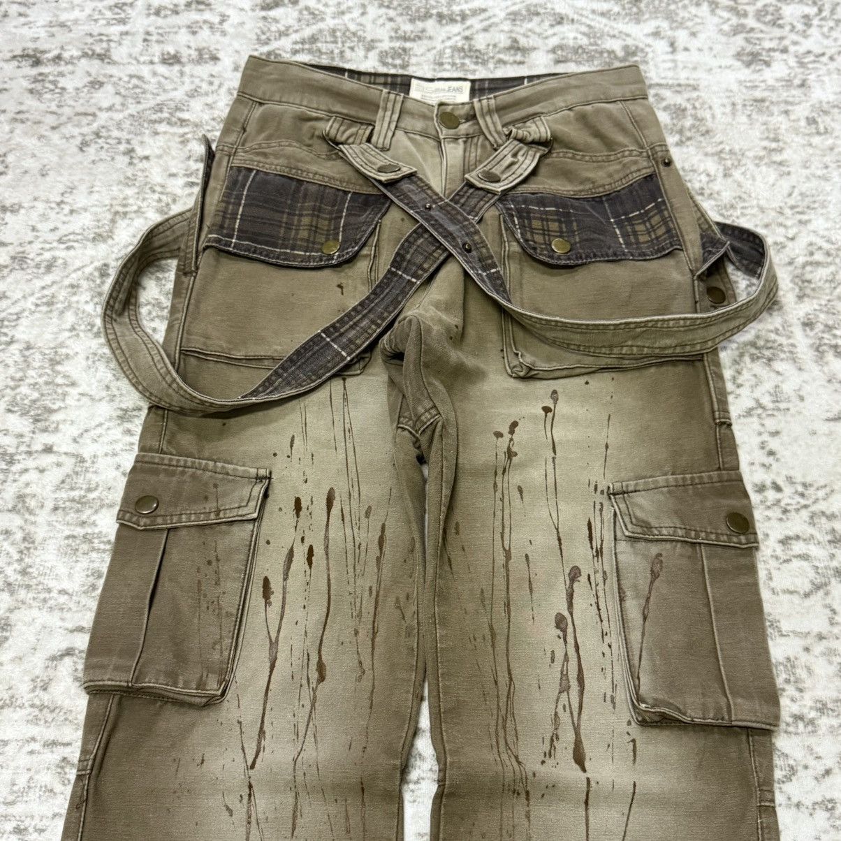Le Grande Bleu (L.G.B.) Japanese Brand Bondage Double Waist Suspender Cargo Pants Size US 29 - 3 Thumbnail